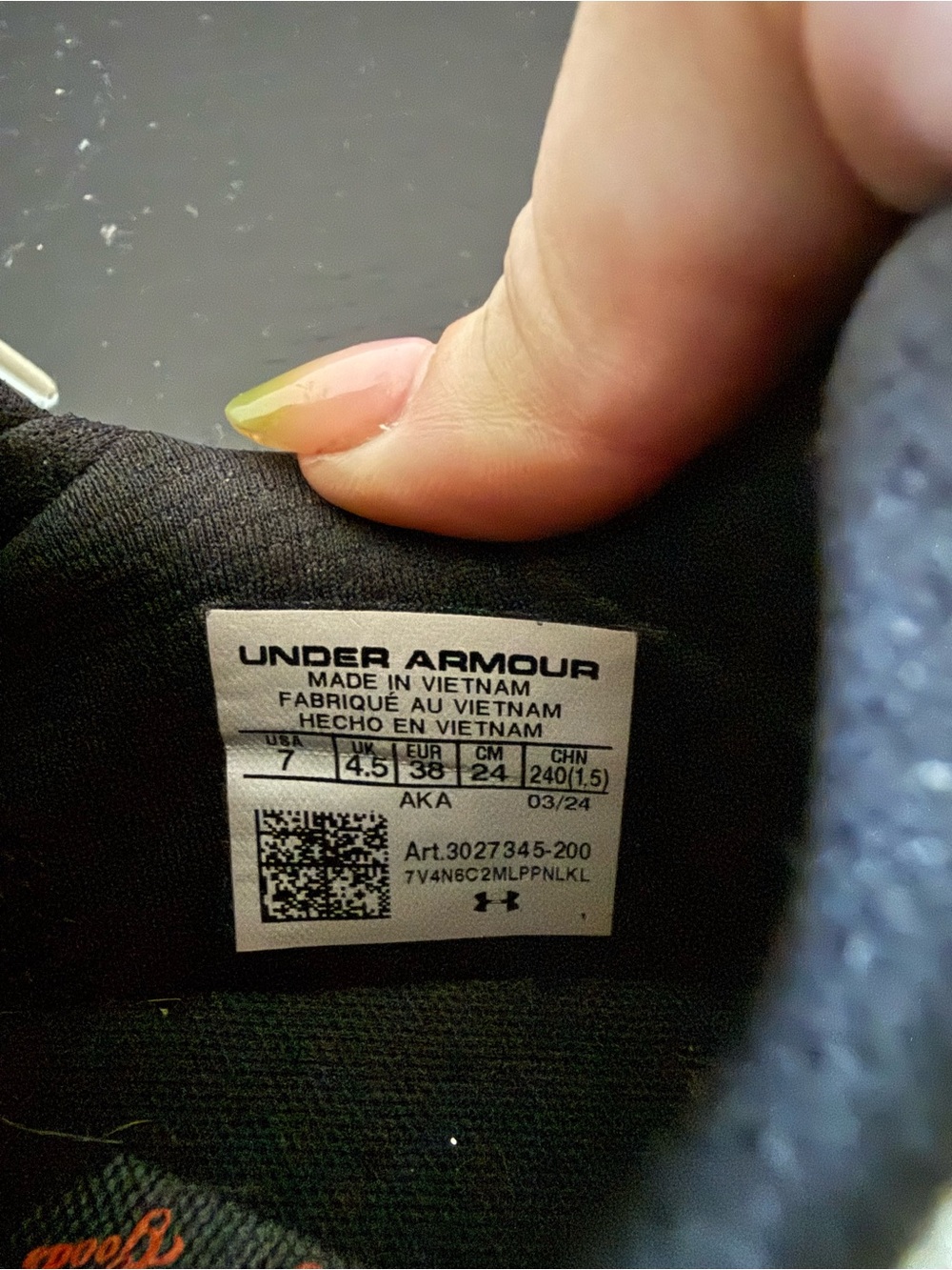 Under Armour Cream Athletic Sneakers with Black and Orange Details - Picture 6 of 7